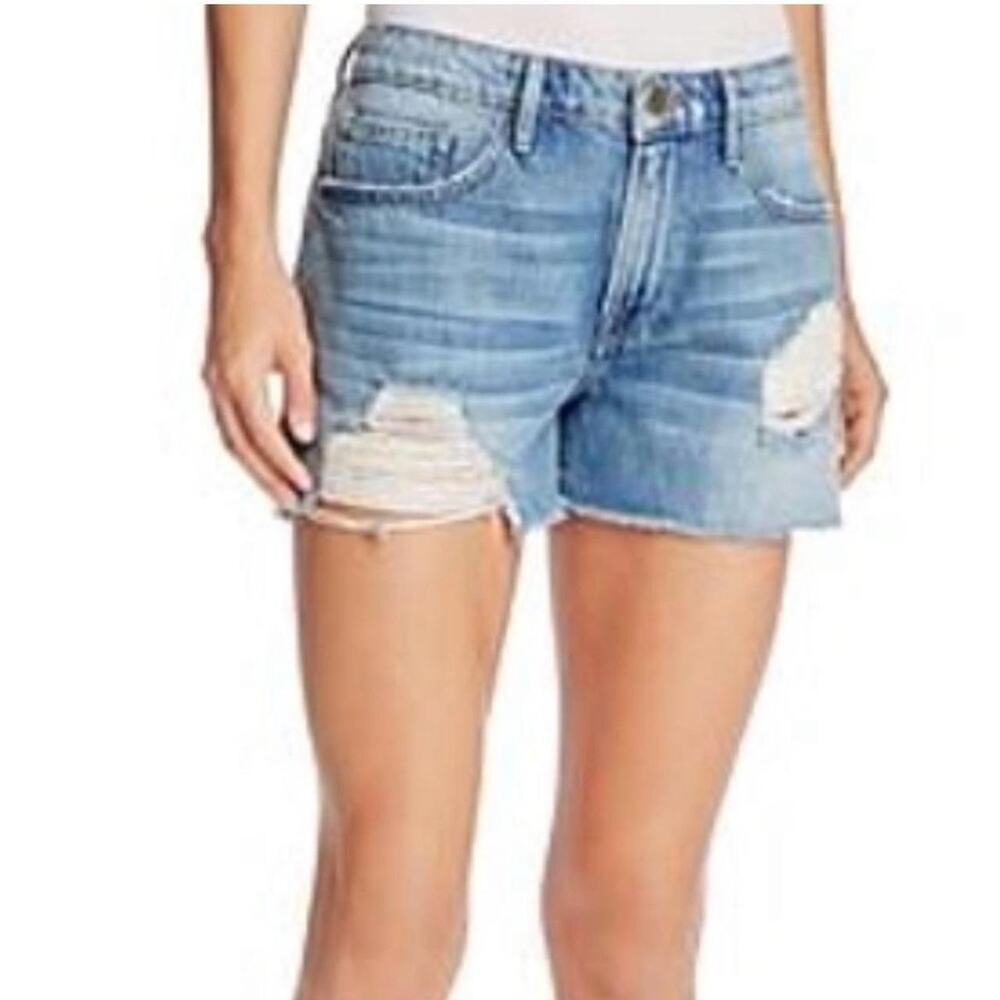 Frame Women's Blue‎ La Grand Garçon Distressed Jean Shorts Size 30